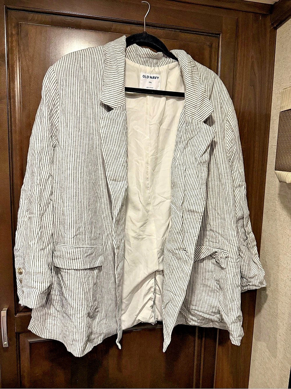 Old Navy Striped Blazer in White & Black Size XXL Like New